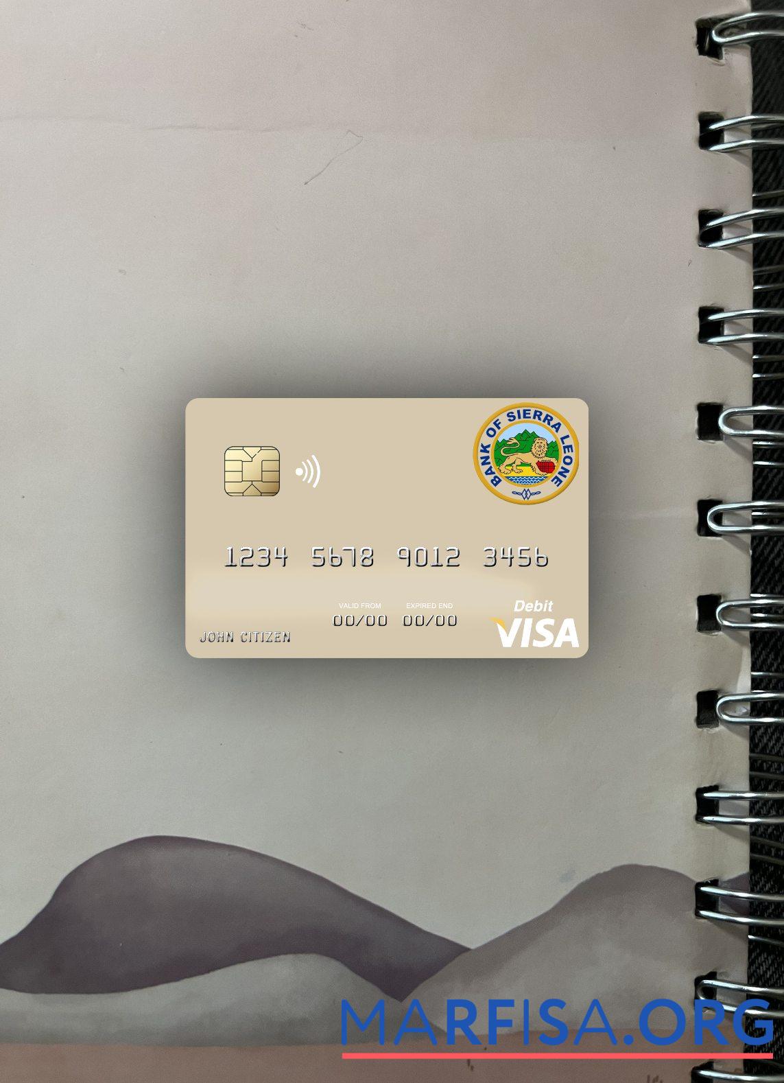 Blank Sierra Leone Bank of Sierra Leone visa debit card photolook front example